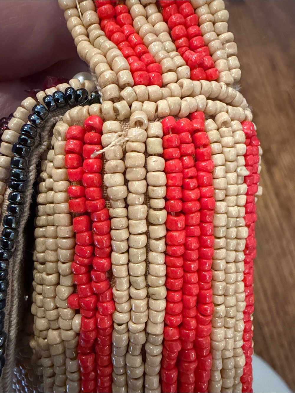 NWT Anthropologie The Fiona Beaded bag - Mushroom print - Pearls, Sparkly Stripe - Picture 14 of 14